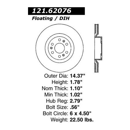 Centric C-Tek Standard Brake Rotor, C-Tek 121.62076 121.62076